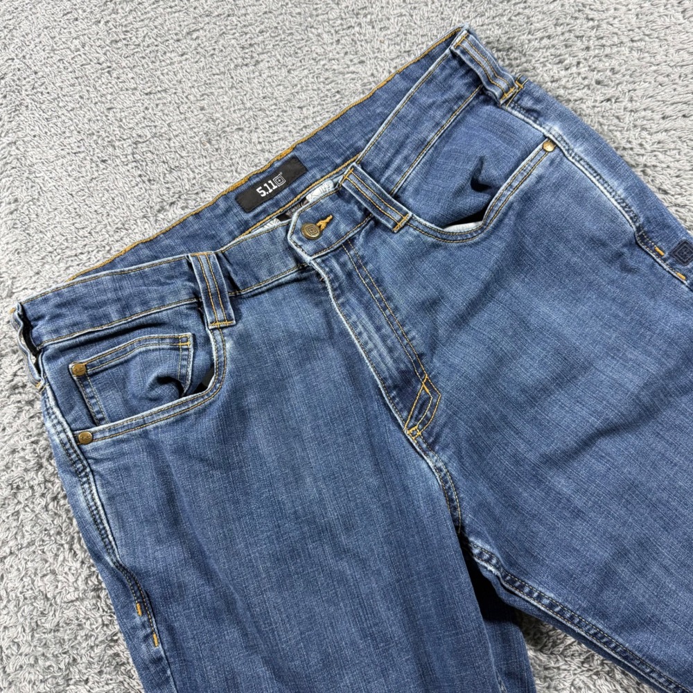 5.11 Tactical Defender-Flex Jeans Mens 35x32 Blue Stretch 7 Pockets‎ Tactical